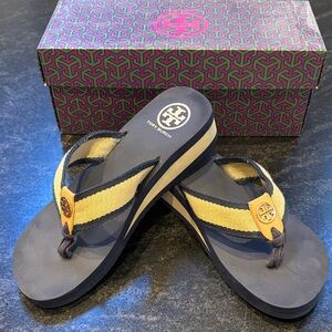 Tory Burch Navy and Cream Sandals